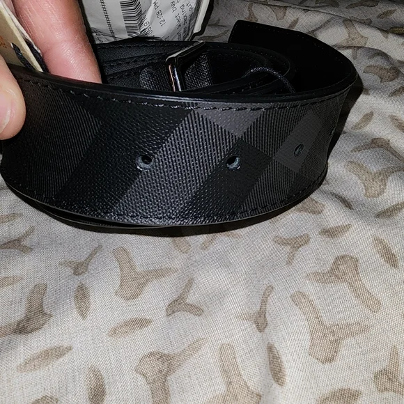 Men's Black Burberry Leather Belt